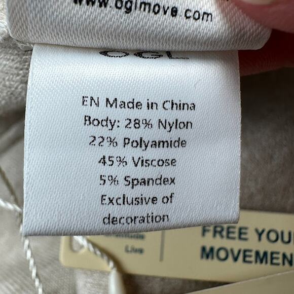 OGL Pants Womens Large Tan Wide Leg Pullon Comfort Stretch Minimalist Neutral - Picture 7 of 13